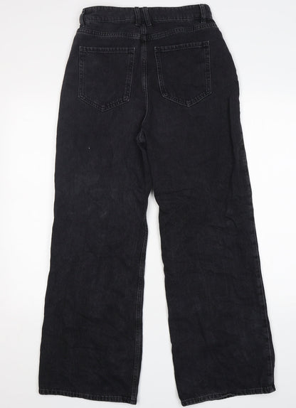 New Look Womens Black  Cotton Wide-Leg Jeans Size 8 L29 in Regular