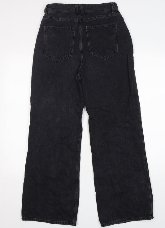 New Look Womens Black  Cotton Wide-Leg Jeans Size 8 L29 in Regular