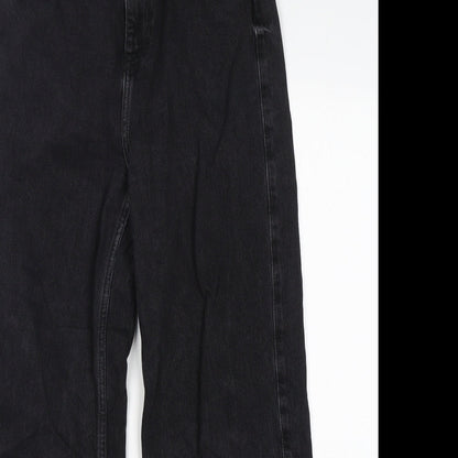 New Look Womens Black  Cotton Wide-Leg Jeans Size 8 L29 in Regular