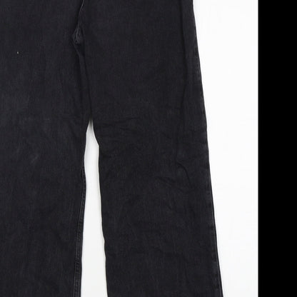 New Look Womens Black  Cotton Wide-Leg Jeans Size 8 L29 in Regular