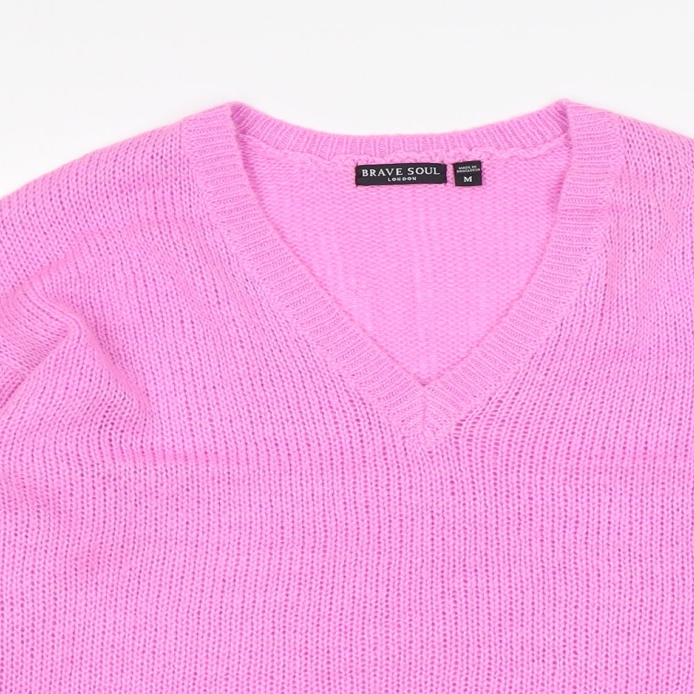Womens UK Size M Brave Soul Pink Pullover Jumper