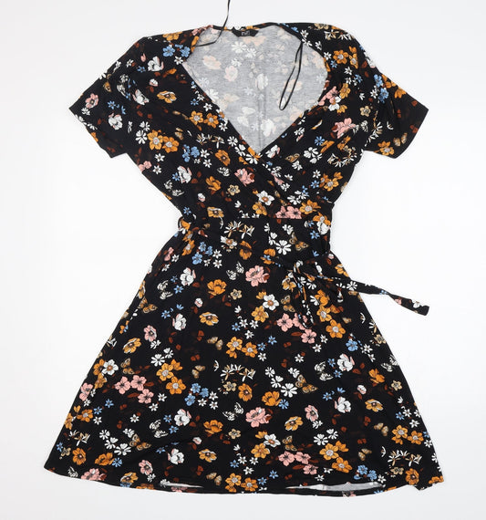 F&F Womens Multicoloured Floral Viscose Fit & Flare  Size 16  V-Neck