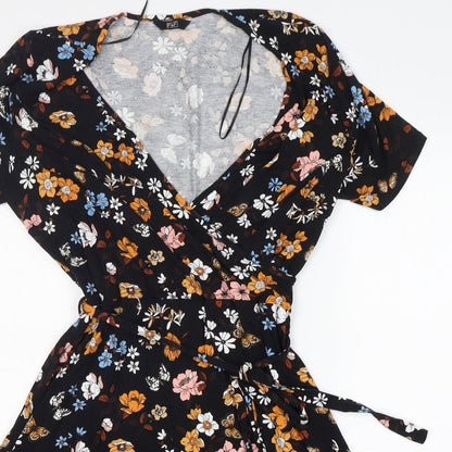 F&F Womens Multicoloured Floral Viscose Fit & Flare  Size 16  V-Neck