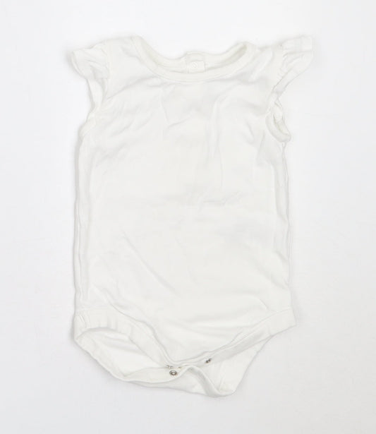 Marks and Spencer Girls White  Cotton Babygrow One-Piece Size 12-18 Months
