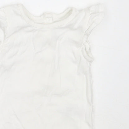 Marks and Spencer Girls White  Cotton Babygrow One-Piece Size 12-18 Months