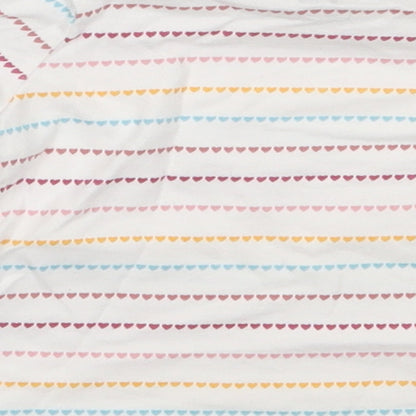 F&F Girls White Striped Cotton Basic T-Shirt Size 0-3 Months Round Neck
