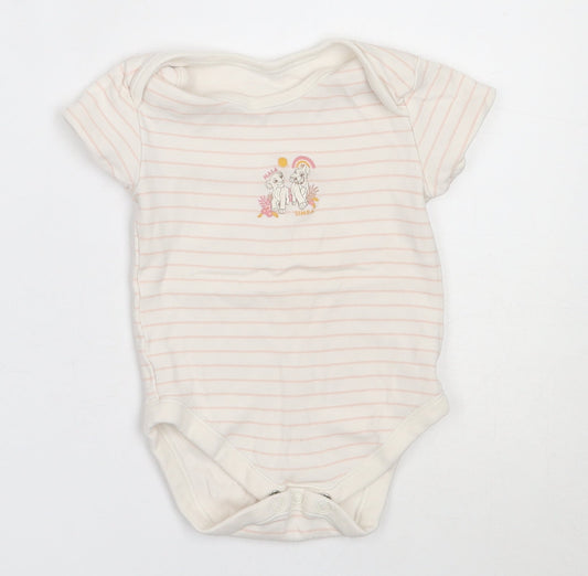 George Girls Ivory Striped Cotton Babygrow One-Piece Size 12-18 Months   - lion king