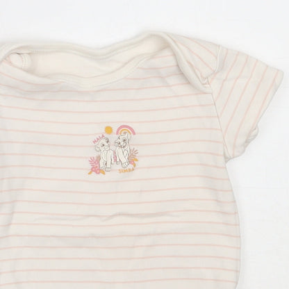 George Girls Ivory Striped Cotton Babygrow One-Piece Size 12-18 Months   - lion king