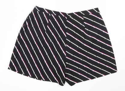 F&F Womens Black Striped Polyester Hot Pants Shorts Size 16  Regular