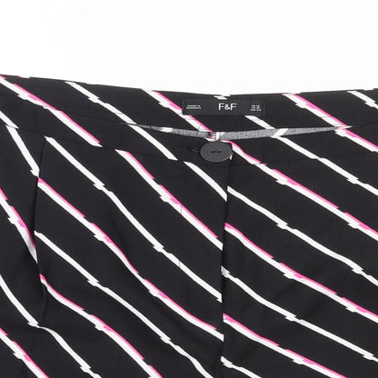 F&F Womens Black Striped Polyester Hot Pants Shorts Size 16  Regular