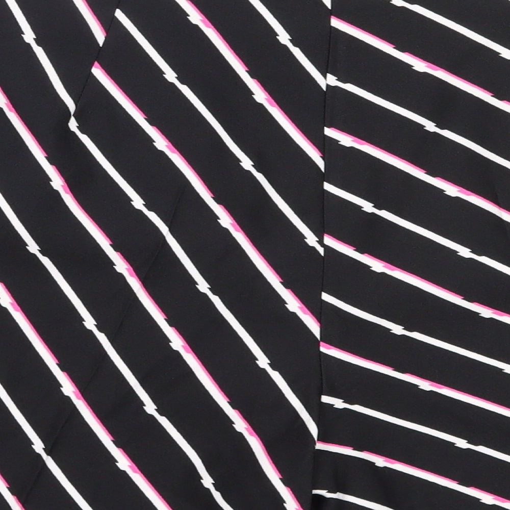 F&F Womens Black Striped Polyester Hot Pants Shorts Size 16  Regular