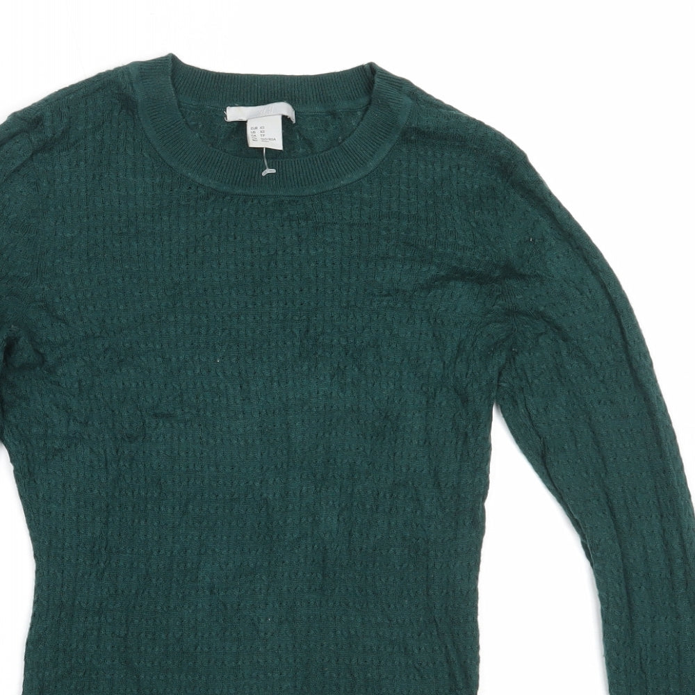 Womens UK Size XS H&M Green Pullover Jumper