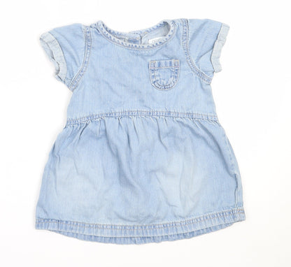 NEXT Girls Blue  Cotton Fit & Flare  Size 9-12 Months  Round Neck
