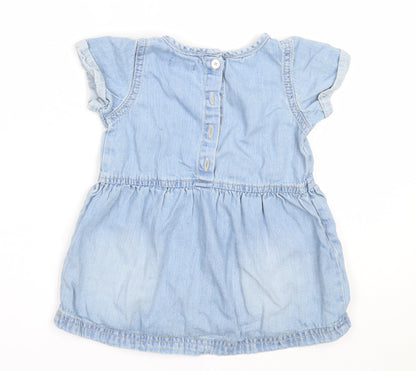 NEXT Girls Blue  Cotton Fit & Flare  Size 9-12 Months  Round Neck