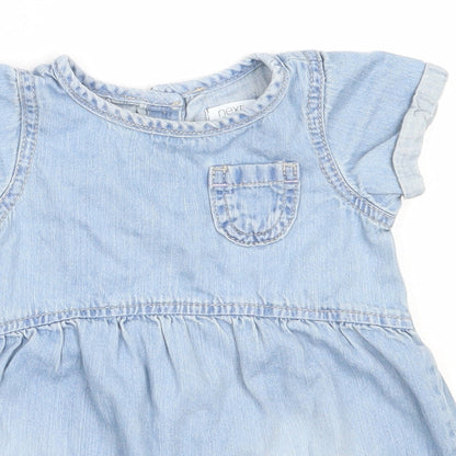 NEXT Girls Blue  Cotton Fit & Flare  Size 9-12 Months  Round Neck
