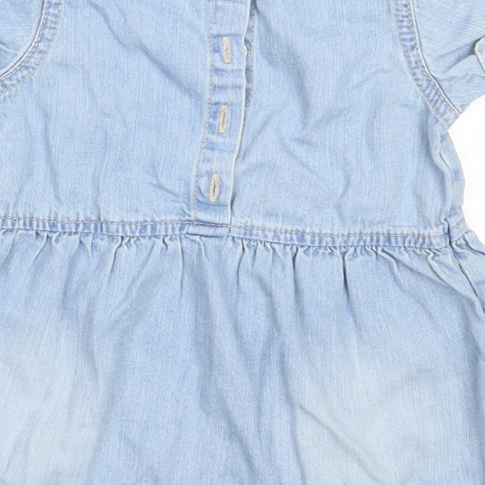 NEXT Girls Blue  Cotton Fit & Flare  Size 9-12 Months  Round Neck