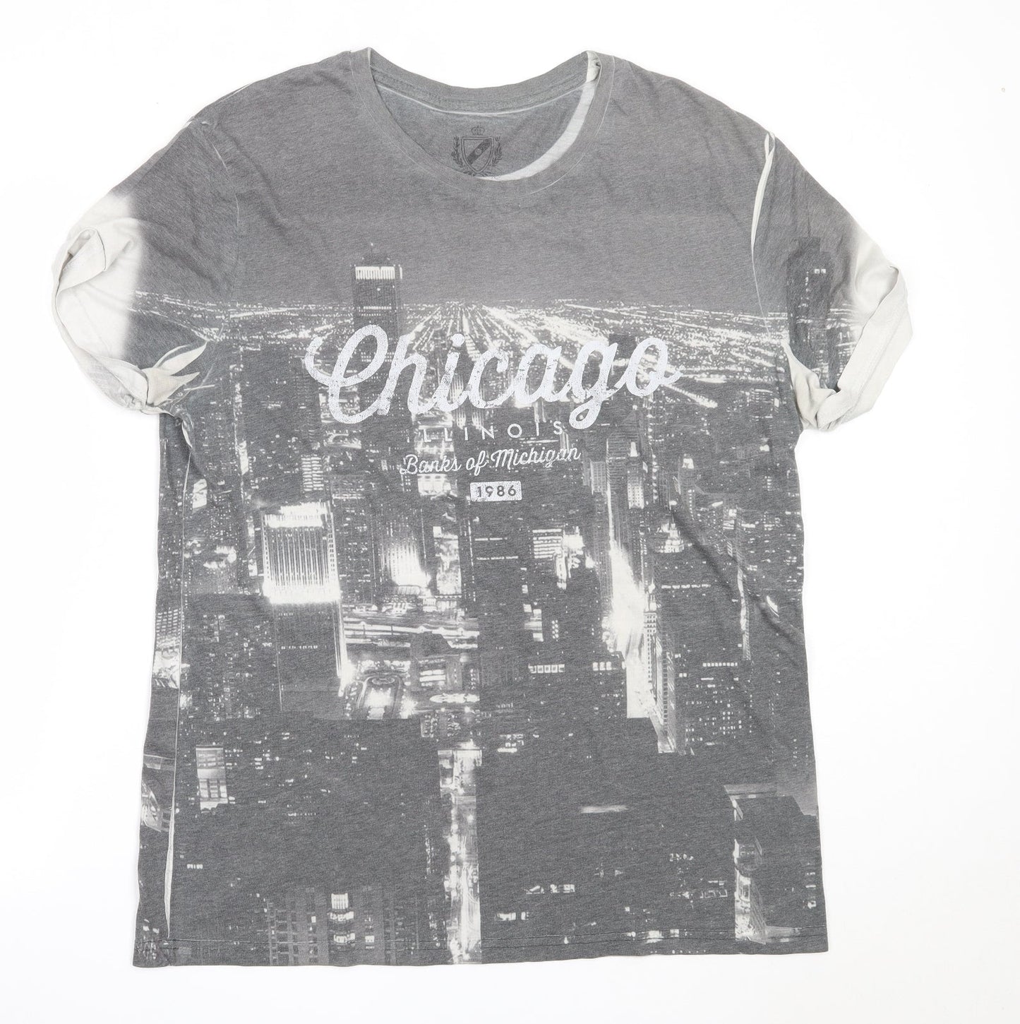 NEXT Mens Grey  Polyester  T-Shirt Size XL Round Neck  - chicago