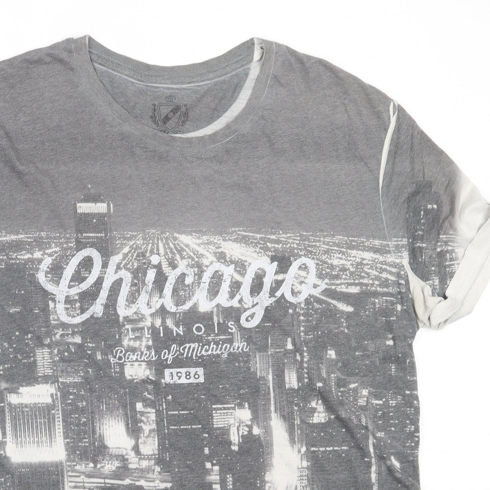 NEXT Mens Grey  Polyester  T-Shirt Size XL Round Neck  - chicago