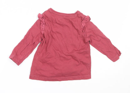 F&F Girls Pink  Cotton Basic T-Shirt Size 0-3 Months Round Neck