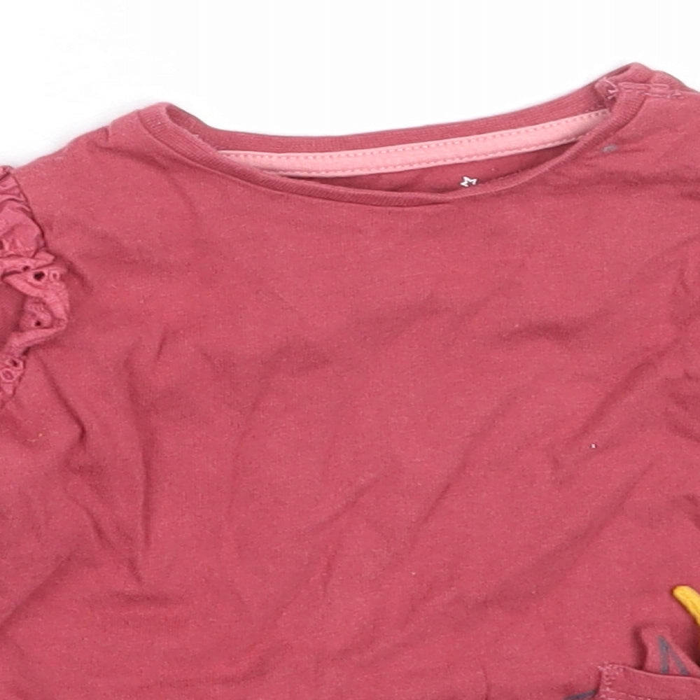 F&F Girls Pink  Cotton Basic T-Shirt Size 0-3 Months Round Neck
