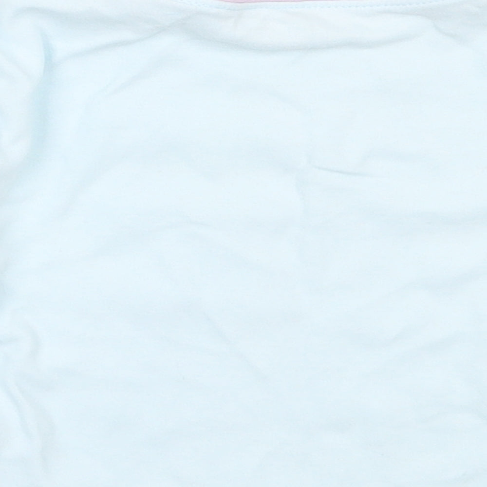 Dunnes Stores Girls Blue  Cotton Basic T-Shirt Size 12-18 Months Round Neck  - bunny
