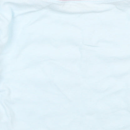 Dunnes Stores Girls Blue  Cotton Basic T-Shirt Size 12-18 Months Round Neck  - bunny