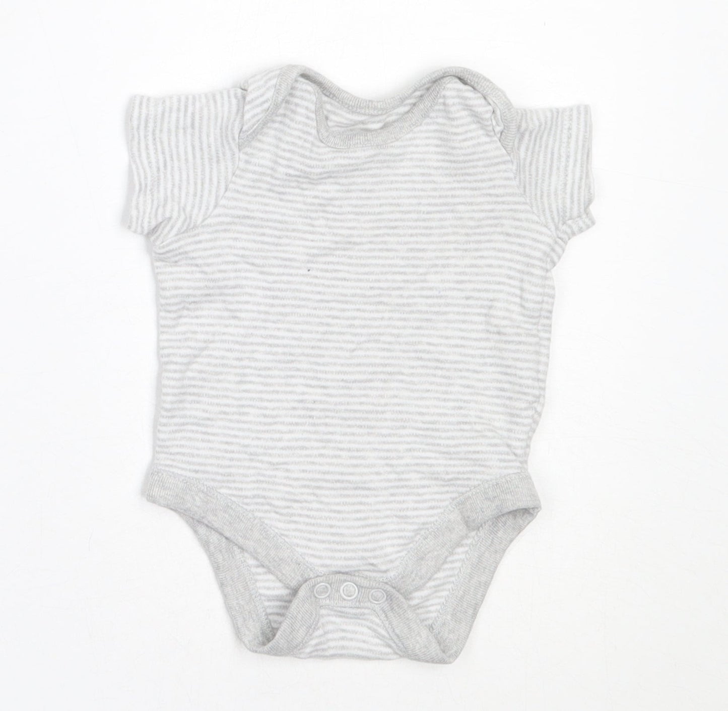 F&F Boys Grey Striped Cotton Basic T-Shirt Size Newborn Round Neck