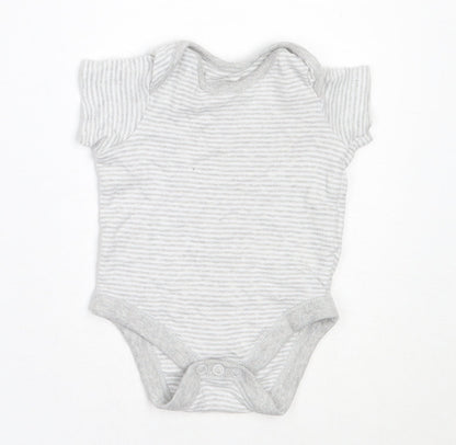 F&F Boys Grey Striped Cotton Basic T-Shirt Size Newborn Round Neck
