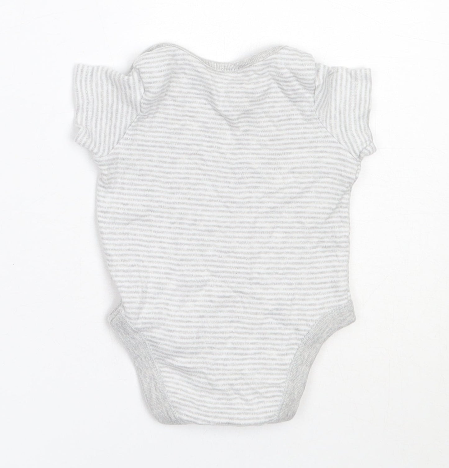 F&F Boys Grey Striped Cotton Basic T-Shirt Size Newborn Round Neck