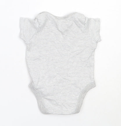 F&F Boys Grey Striped Cotton Basic T-Shirt Size Newborn Round Neck