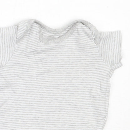 F&F Boys Grey Striped Cotton Basic T-Shirt Size Newborn Round Neck
