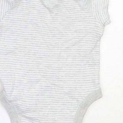 F&F Boys Grey Striped Cotton Basic T-Shirt Size Newborn Round Neck