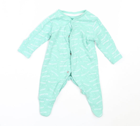 Primark Boys Green  Cotton Babygrow One-Piece Size Newborn