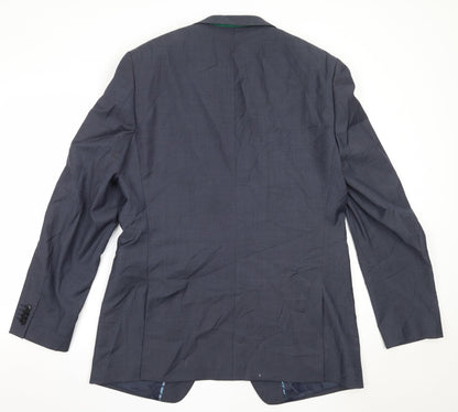 Van Kollem Mens Blue  Wool Jacket Blazer Size 44