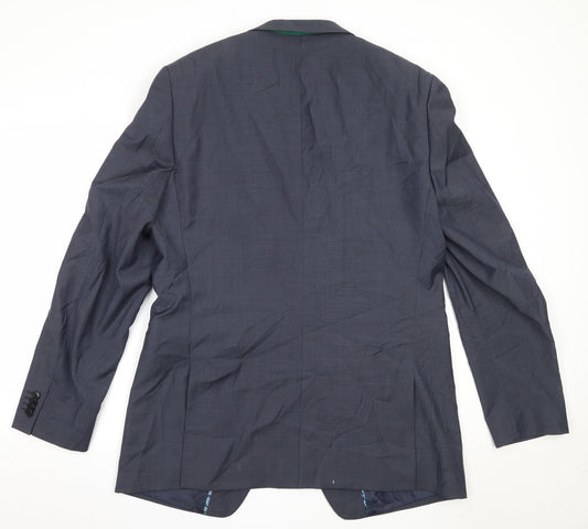 Van Kollem Mens Blue  Wool Jacket Blazer Size 44
