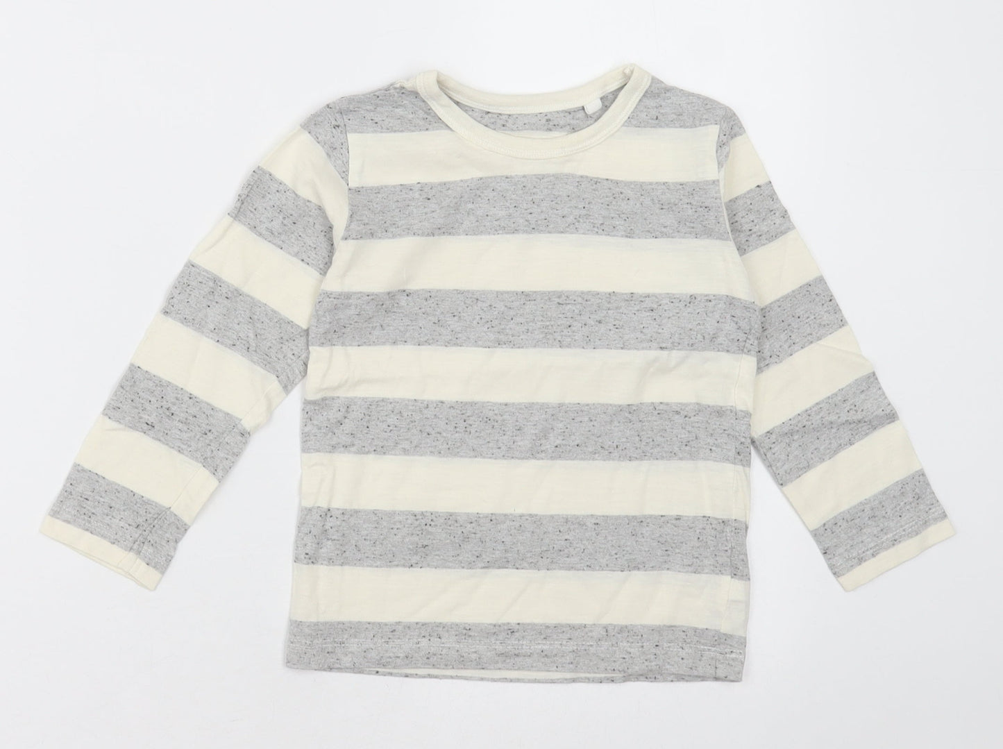NEXT Boys Grey Striped Polyester Basic Casual Size 2-3 Years Crew Neck Pullover