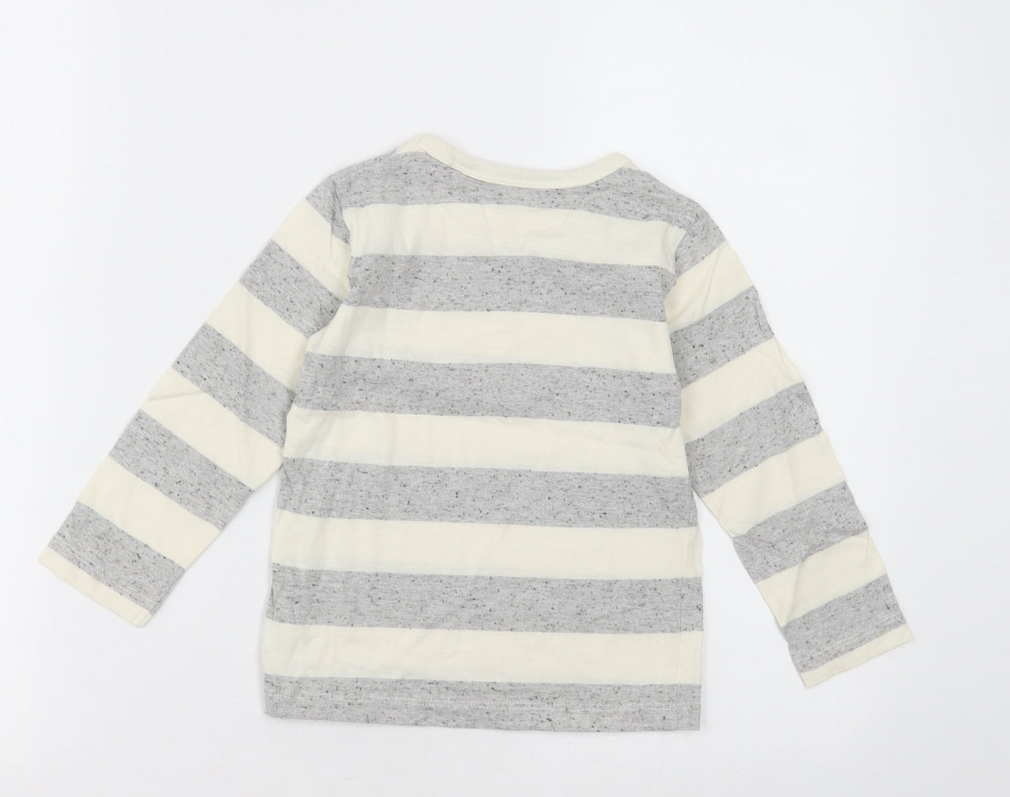 NEXT Boys Grey Striped Polyester Basic Casual Size 2-3 Years Crew Neck Pullover