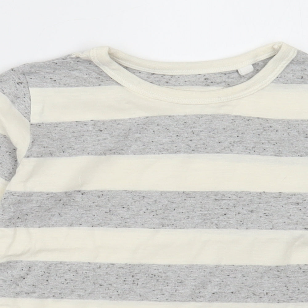 NEXT Boys Grey Striped Polyester Basic Casual Size 2-3 Years Crew Neck Pullover