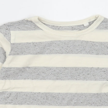 NEXT Boys Grey Striped Polyester Basic Casual Size 2-3 Years Crew Neck Pullover