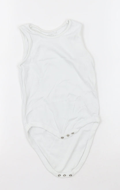 NEXT Girls White  Cotton Bodysuit One-Piece Size 2-3 Years  Button - Unisex