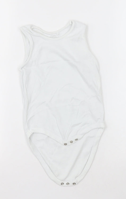 NEXT Girls White  Cotton Bodysuit One-Piece Size 2-3 Years  Button - Unisex