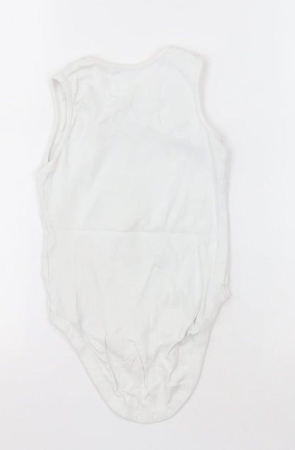 NEXT Girls White  Cotton Bodysuit One-Piece Size 2-3 Years  Button - Unisex