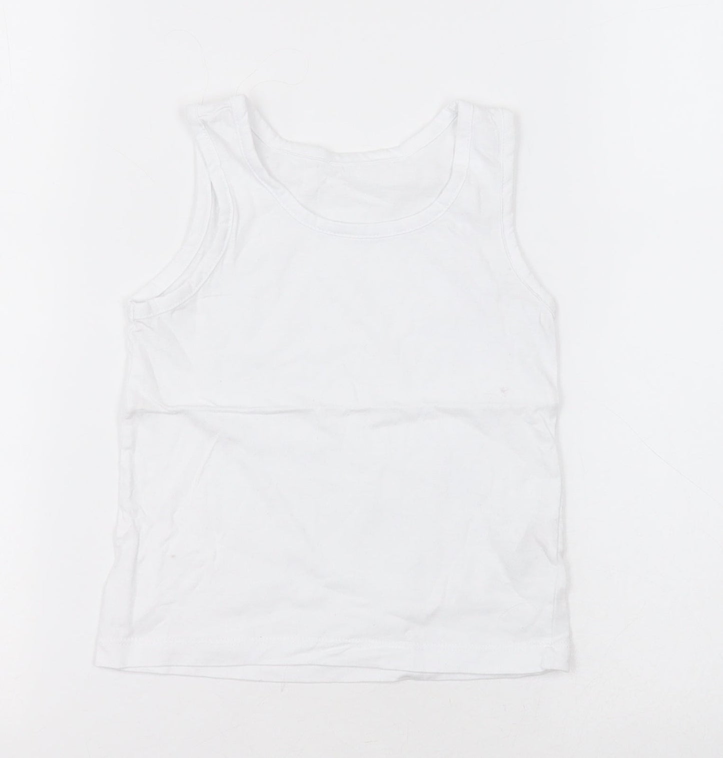 Matalan Boys White  Cotton Basic Tank Size 2-3 Years Crew Neck Pullover