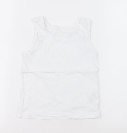 Matalan Boys White  Cotton Basic Tank Size 2-3 Years Crew Neck Pullover