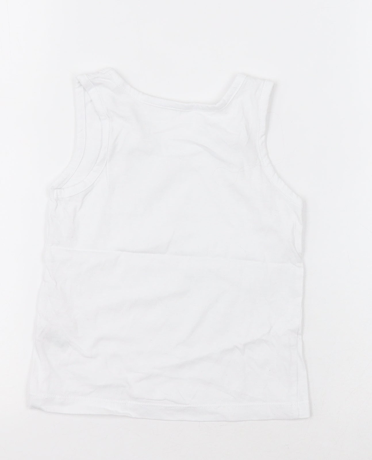 Matalan Boys White  Cotton Basic Tank Size 2-3 Years Crew Neck Pullover