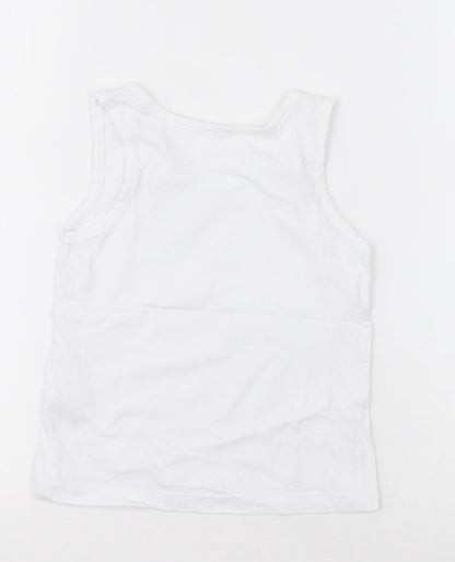 Matalan Boys White  Cotton Basic Tank Size 2-3 Years Crew Neck Pullover