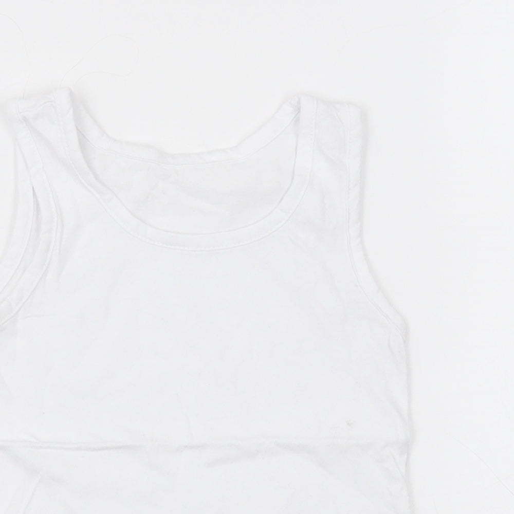 Matalan Boys White  Cotton Basic Tank Size 2-3 Years Crew Neck Pullover