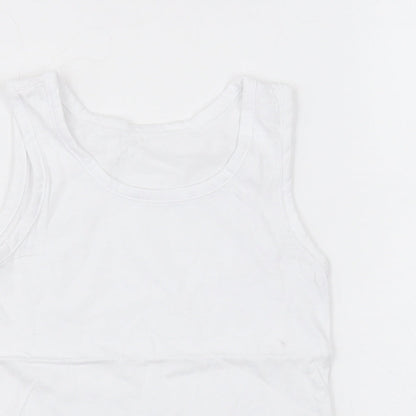 Matalan Boys White  Cotton Basic Tank Size 2-3 Years Crew Neck Pullover