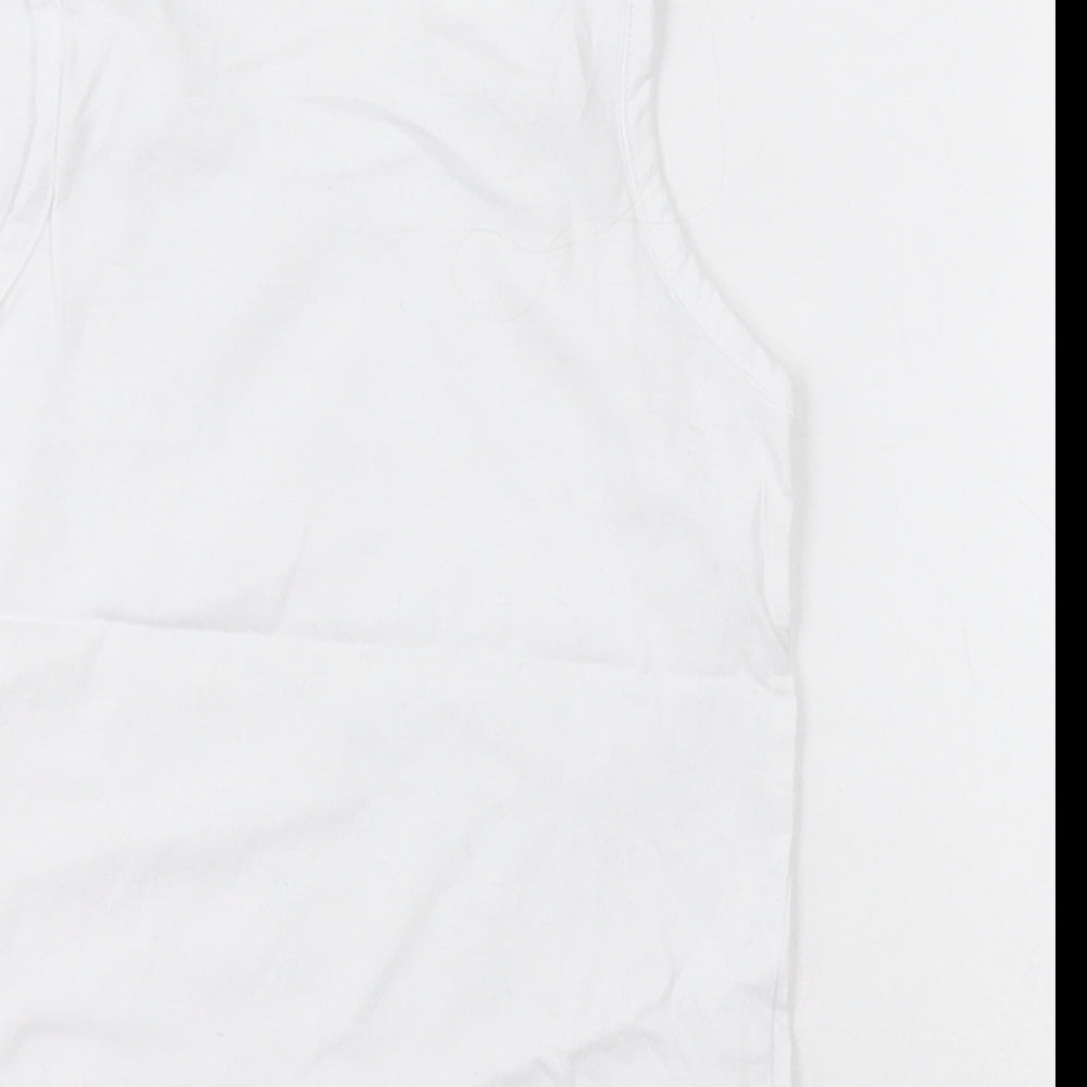 Matalan Boys White  Cotton Basic Tank Size 2-3 Years Crew Neck Pullover
