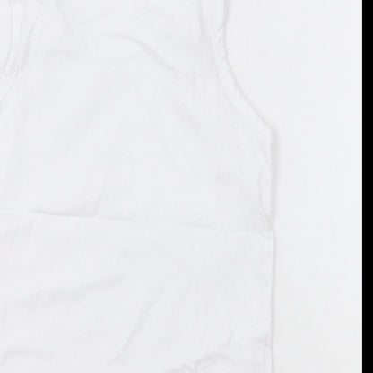 Matalan Boys White  Cotton Basic Tank Size 2-3 Years Crew Neck Pullover